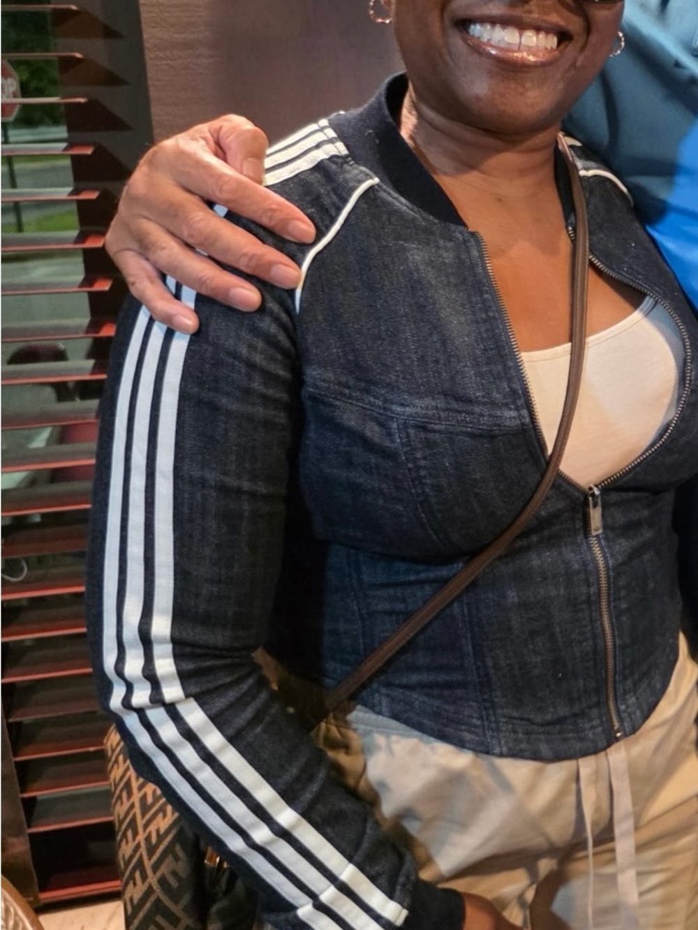 adidas Corset Grey Denim-Style Women’s Zip Track Jacket - Picture 6 of 6